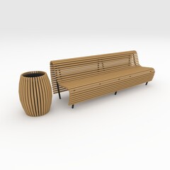 3d render bench park design element. Furniture Collection