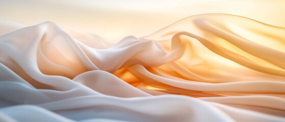 Fototapeta premium Luxurious folds of flowing fabric evoke warmth and elegance in a misty sunrise hue.