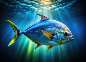 Elegant African Pompano: vibrant scales shimmer, a captivating underwater portrait.