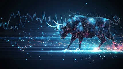 Digital Bull Market Charge, Stock Chart Background (1)