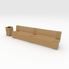 3d render bench park design element. Furniture Collection