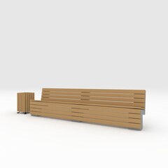 3d render bench park design element. Furniture Collection