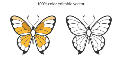 Butterfly silhouette vector illustration art design. Silhouette Butterflies Isolated. insects butterfly outline, tattoo, coloring, vector logo icon set on a white background.