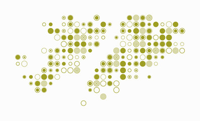 Falkland Islands, shape of the country build of colored cells. Digital style map of the Falkland Islands on white background. Large size circle blocks. Artistic vector illustration.