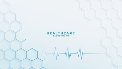abstract hexagonal health care background with heartbeat line design