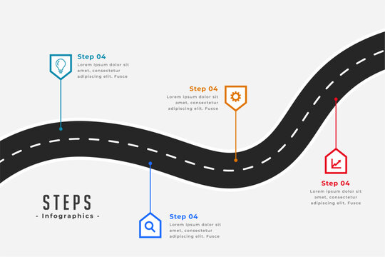 infographic route map template with four easy step to target