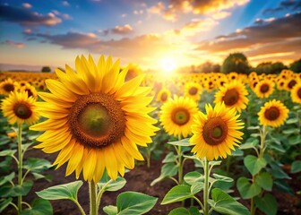Fototapeta premium Sunflower Field - Bright Summer Landscape