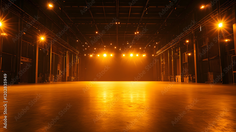 Poster lighting setup in an empty studio film production space visual content indoor wide angle creative co