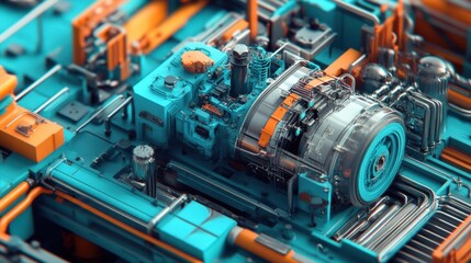 Fototapeta premium A marine generator installed on a ship, surrounded by nautical equipment.