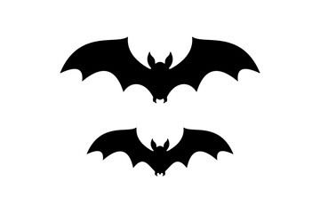 halloween bat vector, flat vector illustration silhouette isolated on white background	