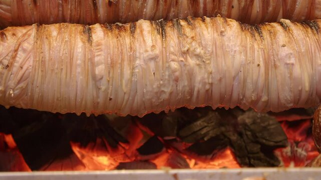 Iskender kebap on a spit