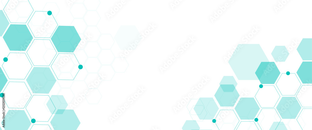 Aufkleber vector geometric abstract background with soft green hexagons. medical, technology or science design