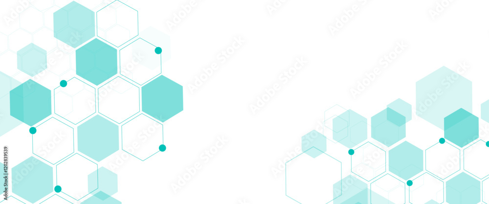 Leinwandbilder Vector hexagons pattern. Structure molecule and communication. Science, technology and medical concept.