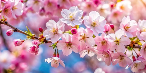 Fototapeta premium Stunning close-up of Akebono cherry blossoms in Washington, DC, showcasing the beauty of spring.