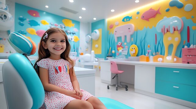 Child's dental visit colorful pediatric clinic photography close-up
