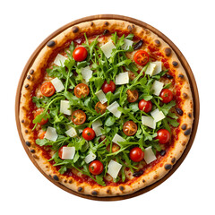 Delicious Italian Pizza with Fresh Arugula Tomato and Cheese eat food meal menu tasty lunch basil 