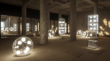 Glass sculptures illuminate industrial gallery