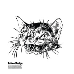 illustration of a cat tatto design 