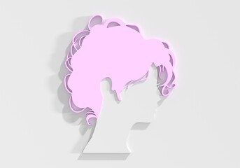 Young woman face side view icon. Elegant silhouette of a female head. Avatar profile sign. 3D render