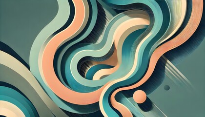 Wavy Abstract Art with Pastel Colors