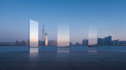 city skyline at night