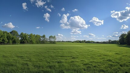 Obraz premium Wide-angle shot of a rural agricultural field during the growing season.