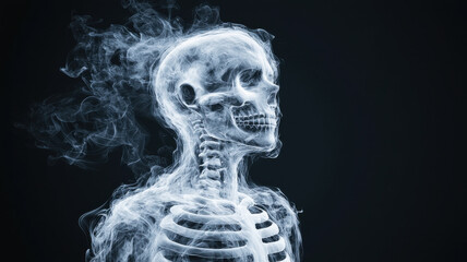 The Impact of Smoking and Tobacco-Related Issues Concept, human figure made of smoke, slowly disintegrating into air
