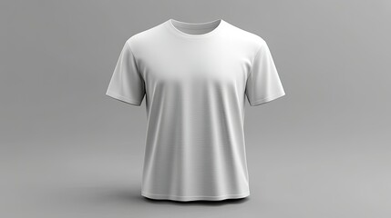 A plain white t-shirt displayed against a neutral background, showcasing its simple design.