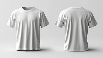 Fototapeta premium A plain white t-shirt displayed from the front and back, showcasing its simple design.