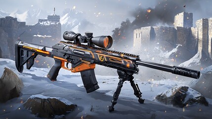 Orange Blaze: The Ultimate Sniper Rifle in a Frozen Battlefield