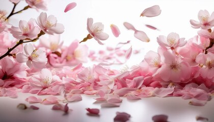 Obraz premium 桜 花びら 春 ピンク 美しい 自然 花見 日本 風景 風 儚い 季節 満開 枝 芽 咲く 花弁 落ちる 景色
