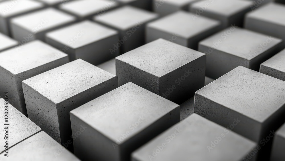 Poster abstract close-up of uniform gray concrete cubes arranged in a clean pattern ideal for backgrounds a