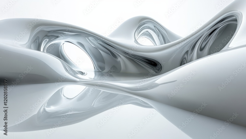 Poster abstract flowing forms in a sleek and modern design, showcasing smooth curves and soft shadows on a 