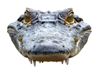 Crocodile face shot isolated on a white background