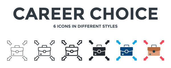 Career Choice Icon In Different Style Vector Illustration. Designed In Thin Line, Regular Line, Bold Line, Glyph, Color Fill, And Flat Style Can Be Used For Web