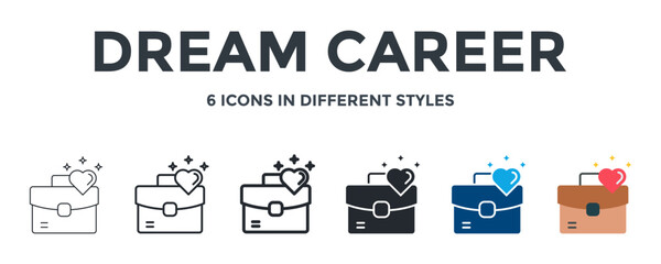 Dream Career Icon In Different Style Vector Illustration. Designed In Thin Line, Regular Line, Bold Line, Glyph, Color Fill, And Flat Style Can Be Used For Web