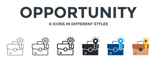 Opportunity Icon In Different Style Vector Illustration. Designed In Thin Line, Regular Line, Bold Line, Glyph, Color Fill, And Flat Style Can Be Used For Web