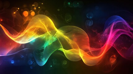 Vibrant abstract waves with colorful light effects.