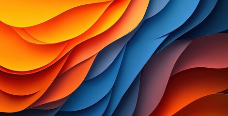 Obraz premium Abstract Waves of Colorful Gradient Patterns Creating a Vibrant and Dynamic Background with Warm Tones of Orange, Red, and Cool Shades of Blue and Purple