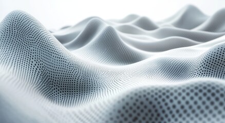 Naklejka premium Abstract White Surface with Soft Flowing Fabric-Like Texture Highlighting Curves and Dots, Creating a Modern and Elegant Background for Various Creative Projects