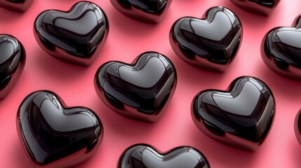 Black hearts pattern on pink background (1)