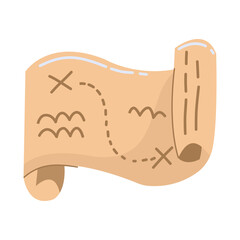 Pirate Treasure Illustration with Trendy Cartoon Style. Isolated Vector Element