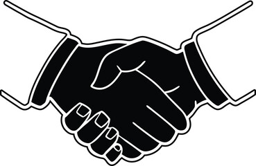 Fototapeta premium Two hands shaking vector illustration, two hands shaking icon, two hands shaking silhouette vector art, two hands shaking line art vector