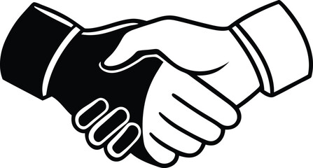 Two hands shaking vector illustration, two hands shaking icon, two hands shaking silhouette vector art, two hands shaking line art vector