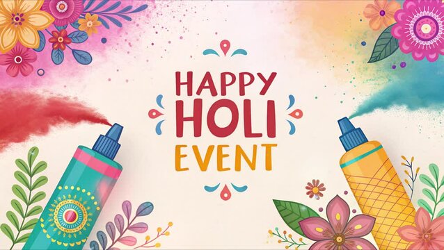 Playful holi design featuring children playing spray, Greetings card Happy Holi