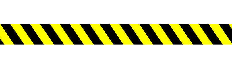 Warning tape with yellow and black diagonal stripes in graphic vector illustration on white background, Caution tape border and safety stripe warning 