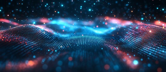 Fototapeta premium Abstract Digital Waveform: Neon Blue and Red Energy Flow