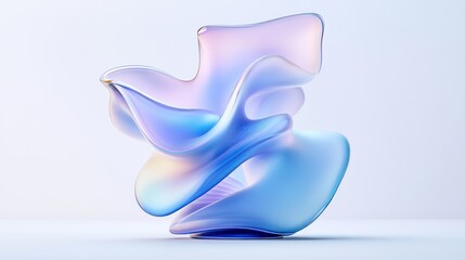 Abstract iridescent sculpture, pastel, studio, minimal background, website design