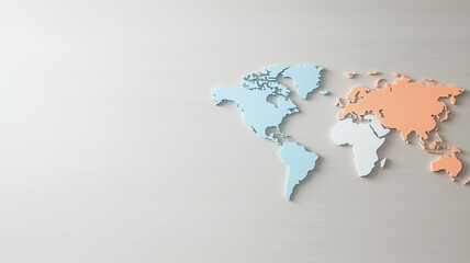 Colorful world map with unique colors for each continent, showcasing geography