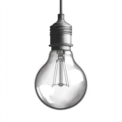 Hanging incandescent bulb, detailed drawing.
